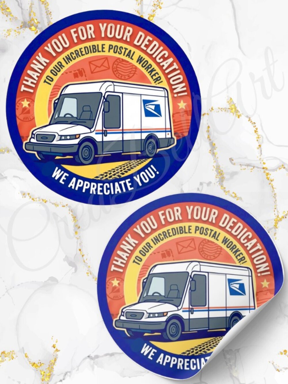 60 Thank You USPS Sticker Postal Worker USPS | Mail Carrier Appreciation Sticker